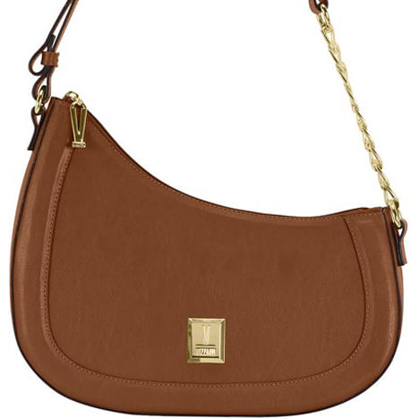 Bolsa Vizzano feminina marrom vista lateral mostrando textura e acabamento